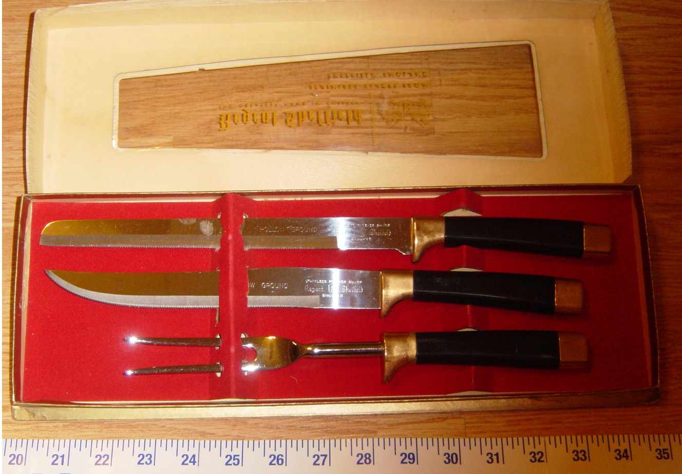 Vintage England Regent Sheffield Handle Carving Knives & Fork Stainless