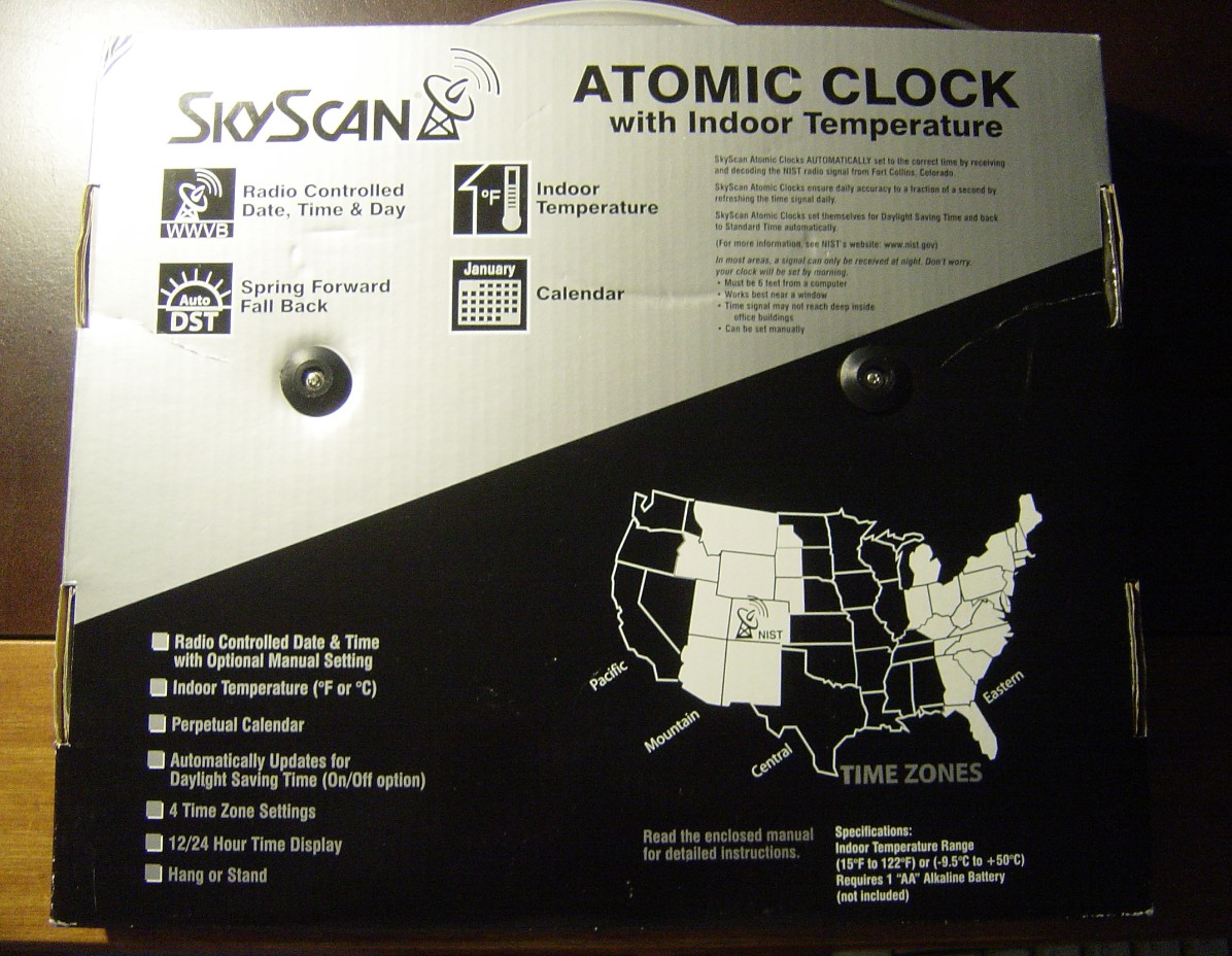 New SkyScan/Sky Scan Atomic Wall Clock+indoor temperature+Calendar